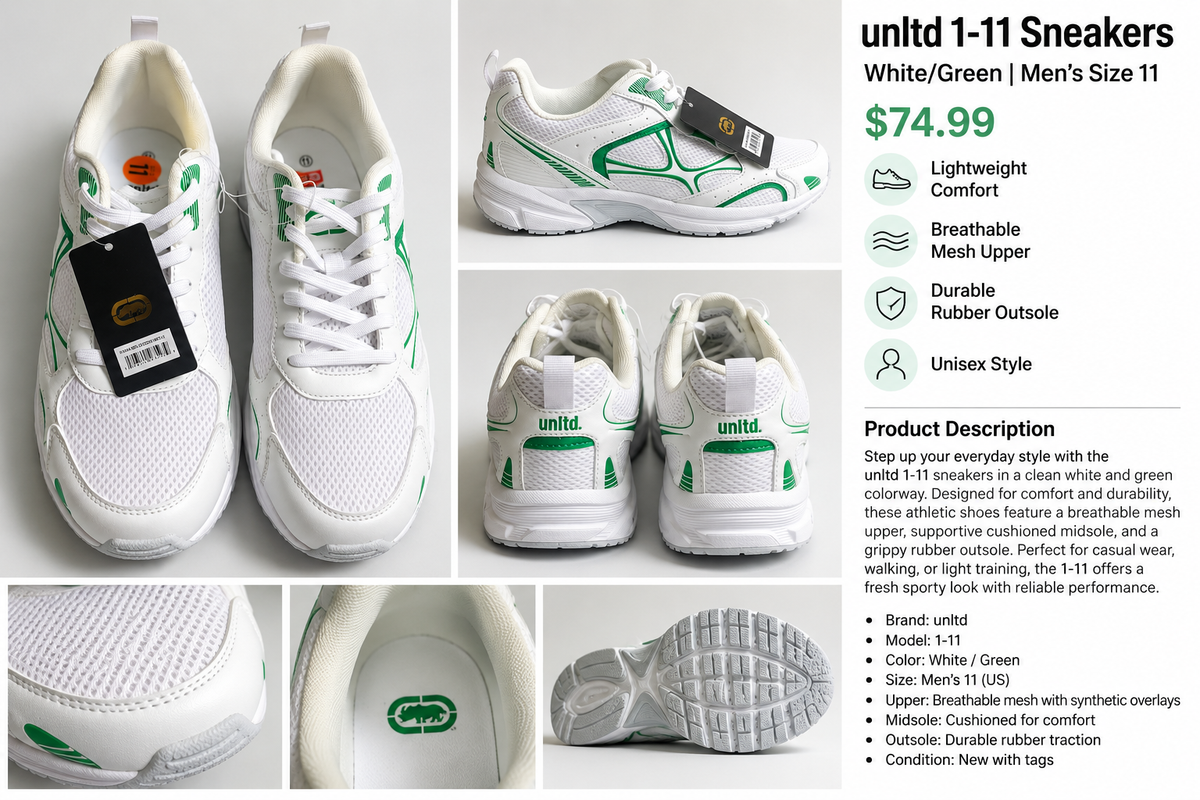 Ecko Unltd. Men's Athletic Sneakers – White/Green