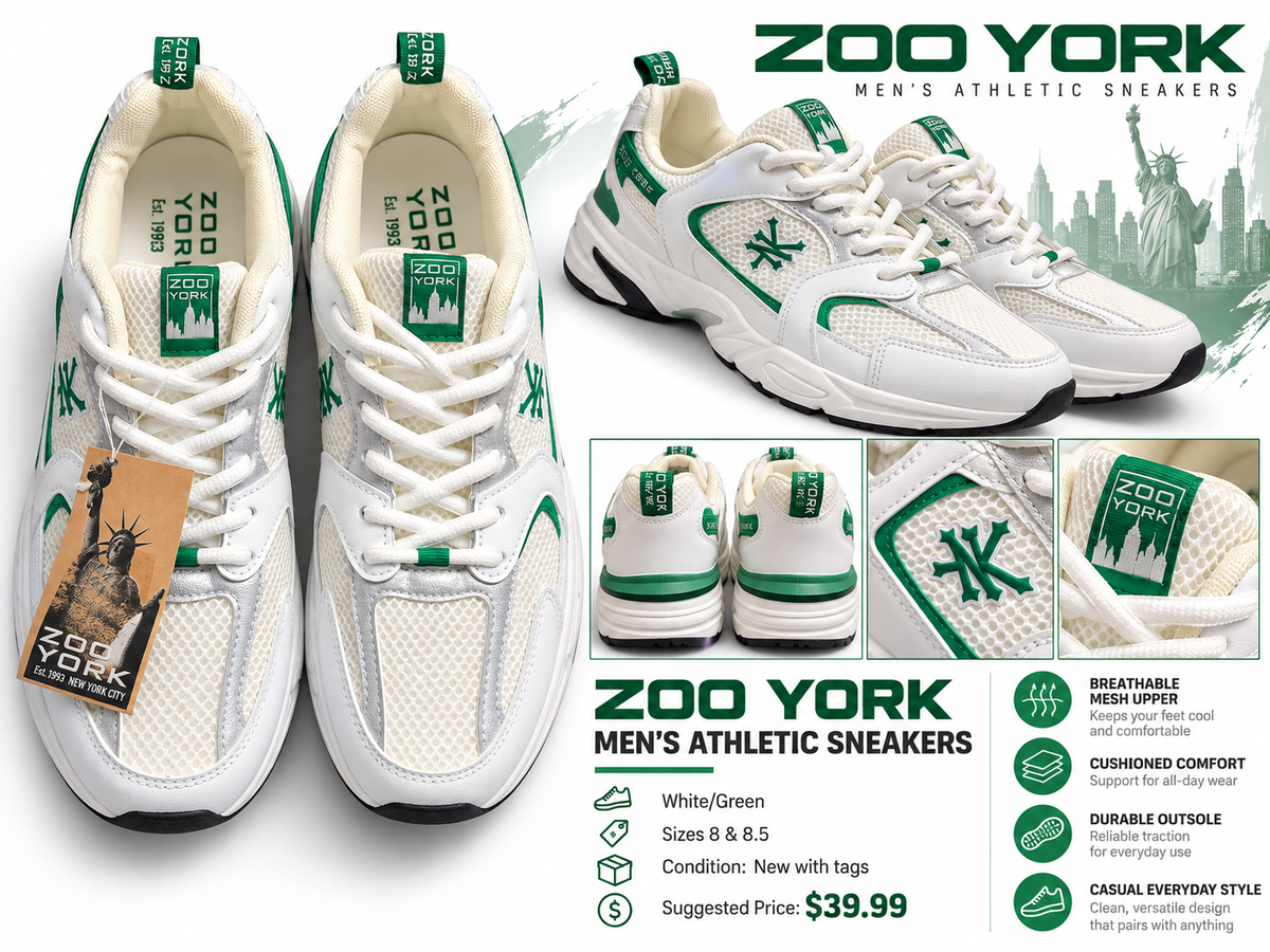 Zoo York Men's Athletic Sneakers – White/Green